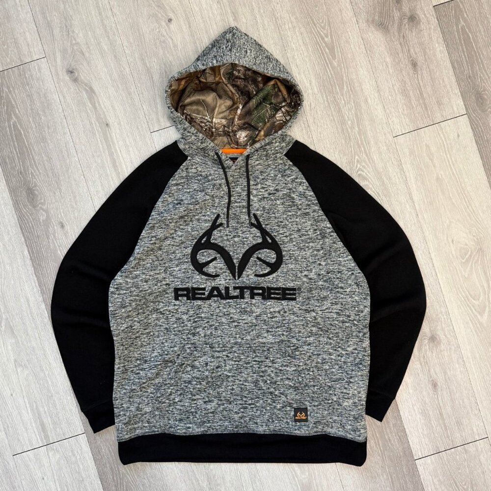 RealTree Logo Men's Grey/Black Hoodie Sweatshirt - Size XL